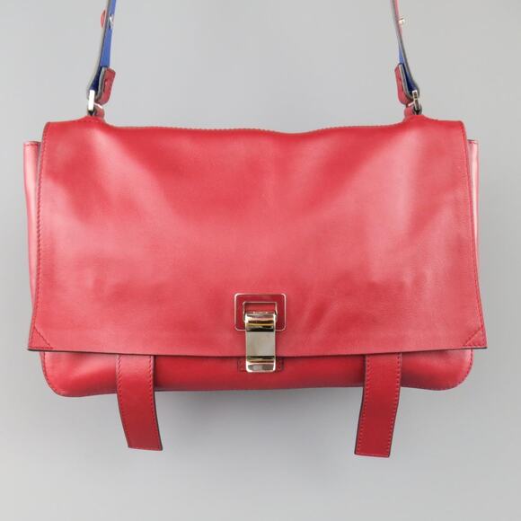 PROENZA SCHOULER Red & Blue Color Block Leather Shoulder Bag - Picture 2 of 11